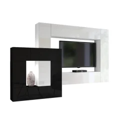Zestawy Mebli Do Salonu>BROMARKT Nowoczesna meblościanka czarno biała połysk PREMIUM