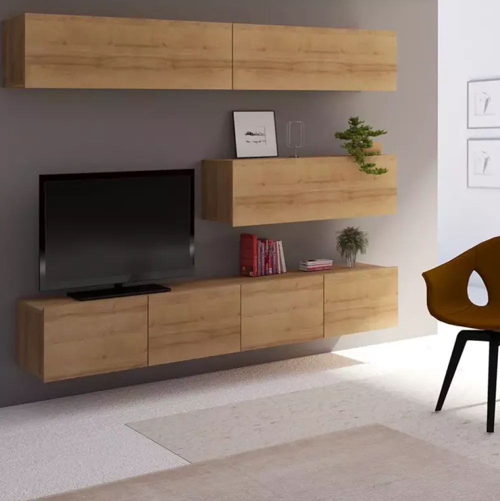 Zestawy Mebli Młodzieżowych|Meblościanki>GiB Meble Nowoczesna meblościanka MODERN 8 dąb złoty