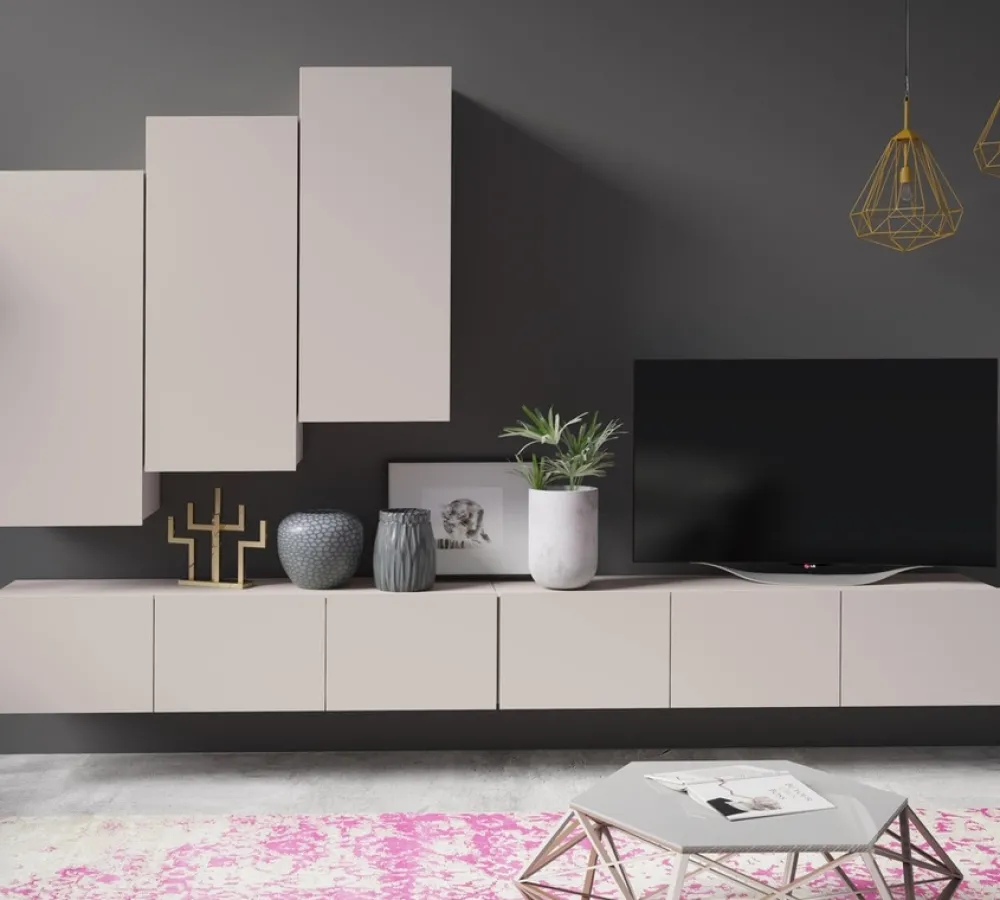 Szafki Rtv>GiB Meble Nowoczesna meblościanka do salonu z MODERN 20 kaszmir