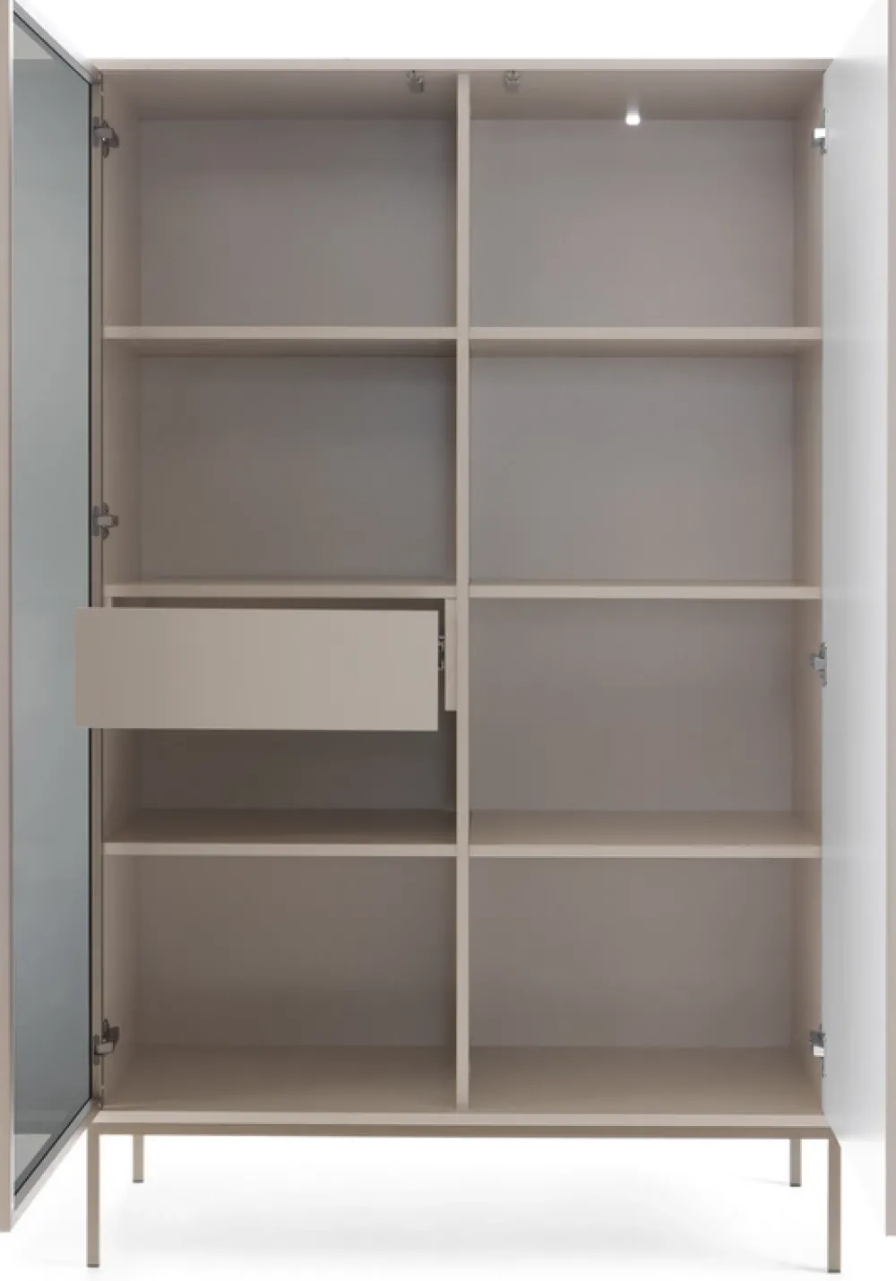 Zestawy Mebli Do Salonu|Meblościanki>PIASKI Nowoczesna meblościanka do salonu z witryną kaszmir SEWILLA