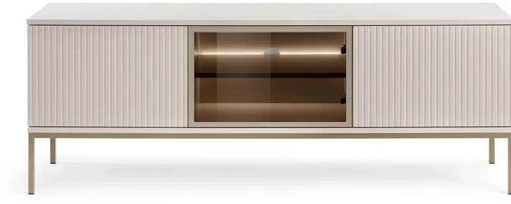 Zestawy Mebli Do Salonu|Meblościanki>PIASKI Nowoczesna meblościanka do salonu z witryną kaszmir SEWILLA