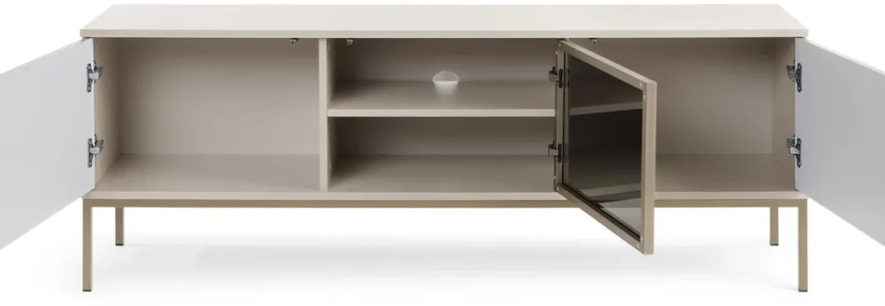 Zestawy Mebli Do Salonu|Meblościanki>PIASKI Nowoczesna meblościanka do salonu z witryną kaszmir SEWILLA