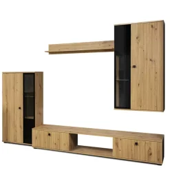 Meblościanki>Lempert Nowoczesna meblościanka do salonu KUBA dąb artisan