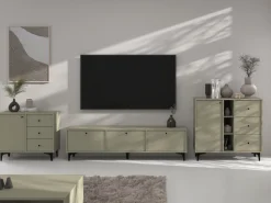 Meblościanki|Zestawy Mebli Do Salonu>Lempert Nowoczesna meblościanka do salonu z szafką RTV TOKEN eukaliptus