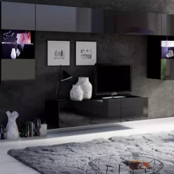 Zestawy Mebli Młodzieżowych|Meblościanki>GiB Meble Nowoczesna meblościanka do salonu połysk MODERN 2 czarny