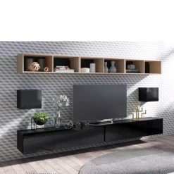 Zestawy Mebli Młodzieżowych|Meblościanki>GiB Meble Nowoczesna meblościanka do salonu czarny połysk MODERN 34