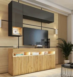 Zestawy Mebli Do Salonu|Meblościanki>BROMARKT Nowoczesna meblościanka PREMIUM