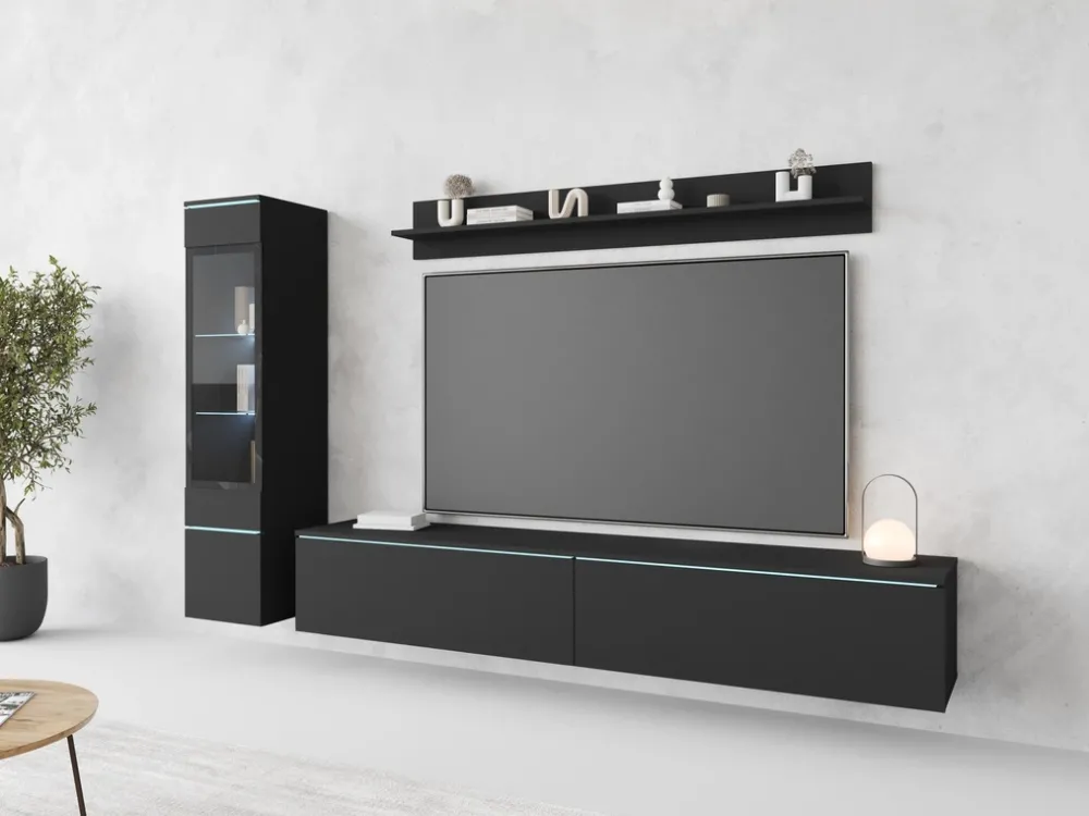 Meblościanki>BRATEX Nowoczesna meblościanka rtv pod telewizor VELLORE czarny