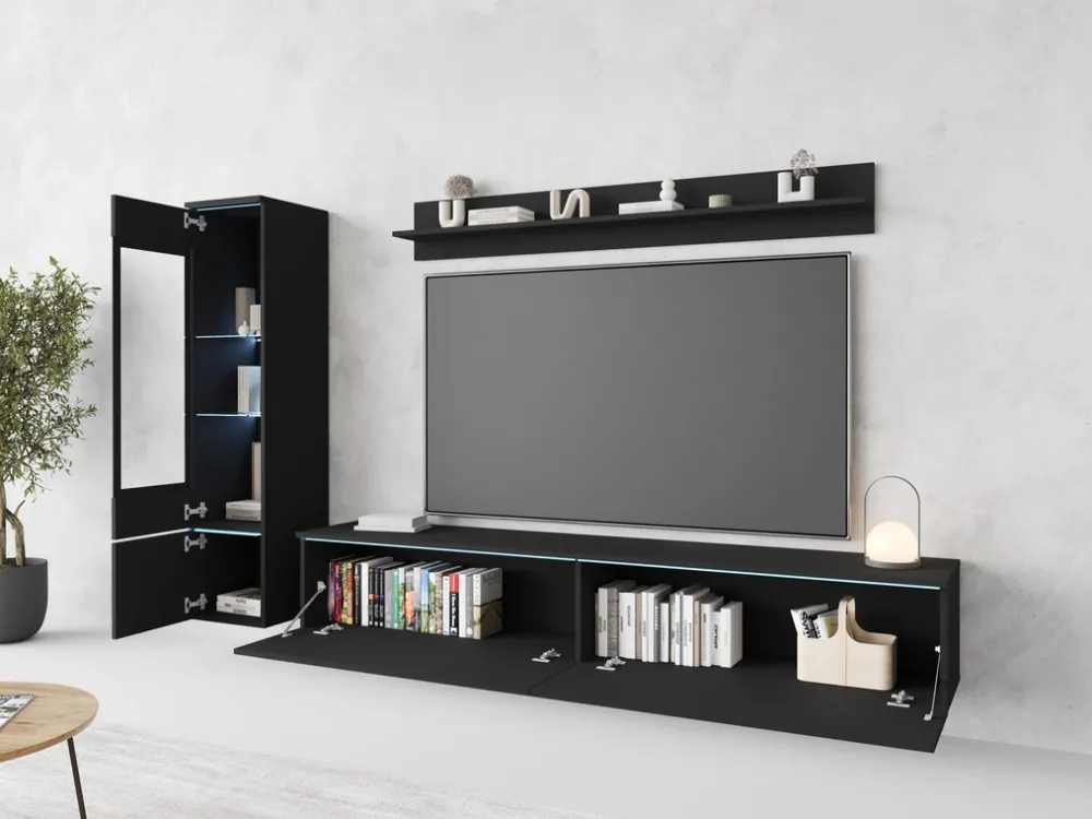 Meblościanki>BRATEX Nowoczesna meblościanka rtv pod telewizor VELLORE czarny