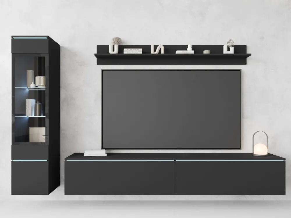 Meblościanki>BRATEX Nowoczesna meblościanka rtv pod telewizor VELLORE czarny