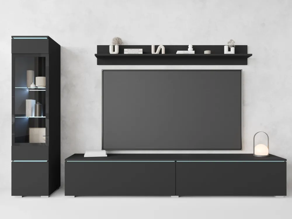 Meblościanki>BRATEX Nowoczesna meblościanka rtv pod telewizor VELLORE czarny