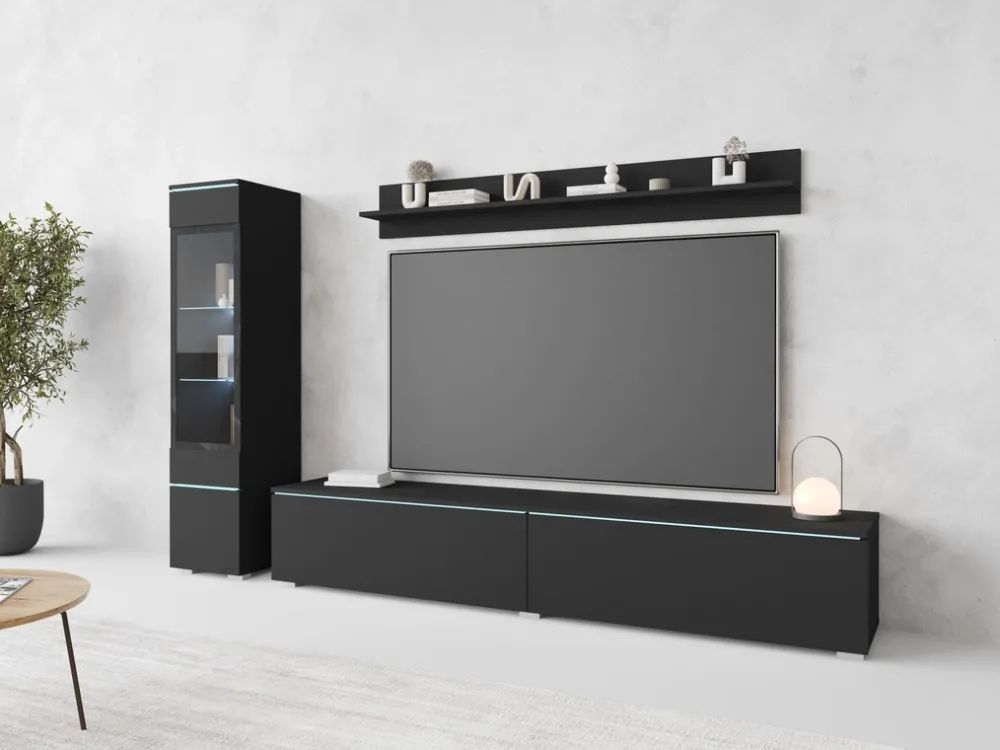 Meblościanki>BRATEX Nowoczesna meblościanka rtv pod telewizor VELLORE czarny