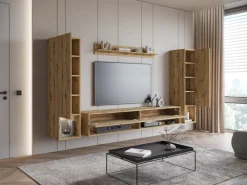 Meblościanki>BRATEX Nowoczesna meblościanka RTV do salonu MADERA dąb artisan