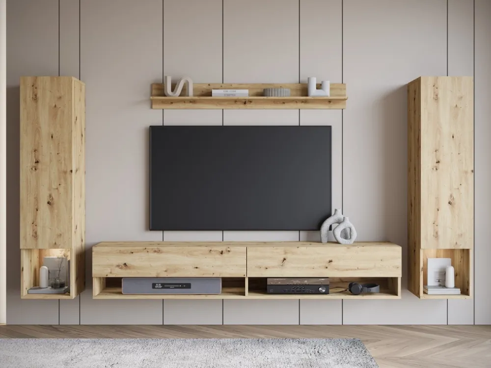 Meblościanki>BRATEX Nowoczesna meblościanka RTV do salonu MADERA dąb artisan