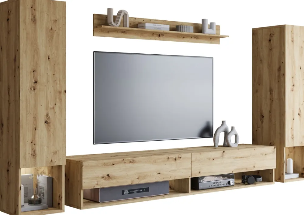 Meblościanki>BRATEX Nowoczesna meblościanka RTV do salonu MADERA dąb artisan