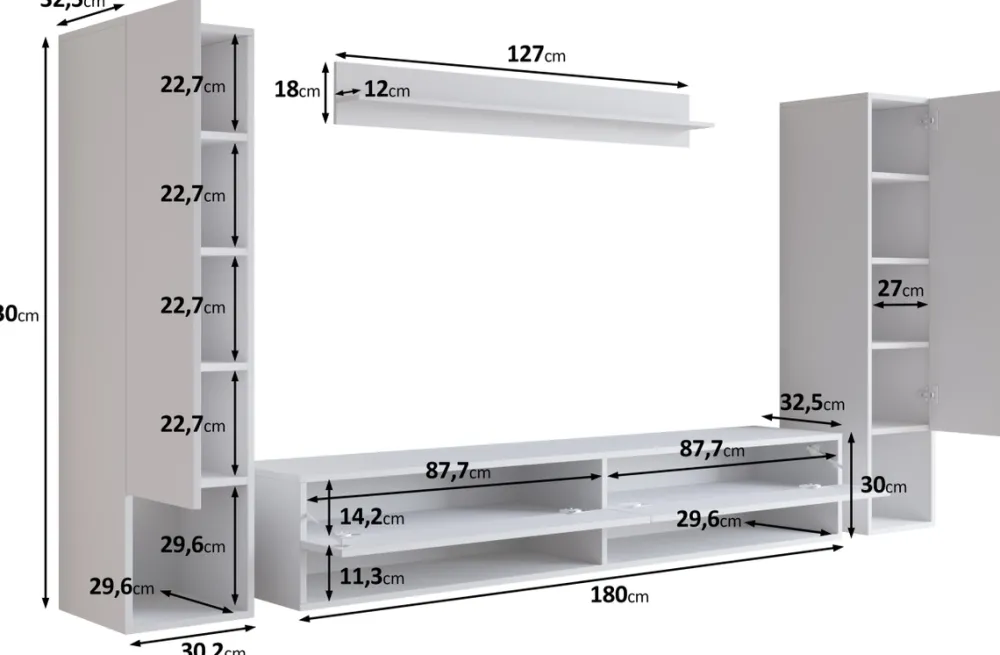Meblościanki>BRATEX Nowoczesna meblościanka RTV do salonu czarny połysk MADERA