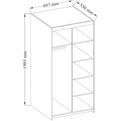 Garderoby|Meble Młodzieżowe></noscript>Lempert Nowoczesna modułowa biała szafa dwudrzwiowa KUBA 90 cm biały