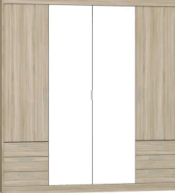 Meble Dla Dzieci|Zestawy Mebli Do Przedpokoju>Lempert Nowoczesna modułowa szafa z lustrem i szufladami KUBA 180 cm dąb sonoma