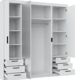 Meble Dla Dzieci|Zestawy Mebli Do Przedpokoju>Lempert Nowoczesna modułowa szafa z lustrem i szufladami KUBA 180 cm dąb lefkas