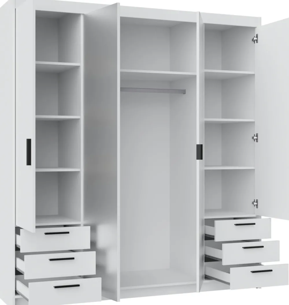 Meble Dla Dzieci|Zestawy Mebli Do Przedpokoju>Lempert Nowoczesna modułowa szafa z lustrem i szufladami KUBA 180 cm dąb lefkas