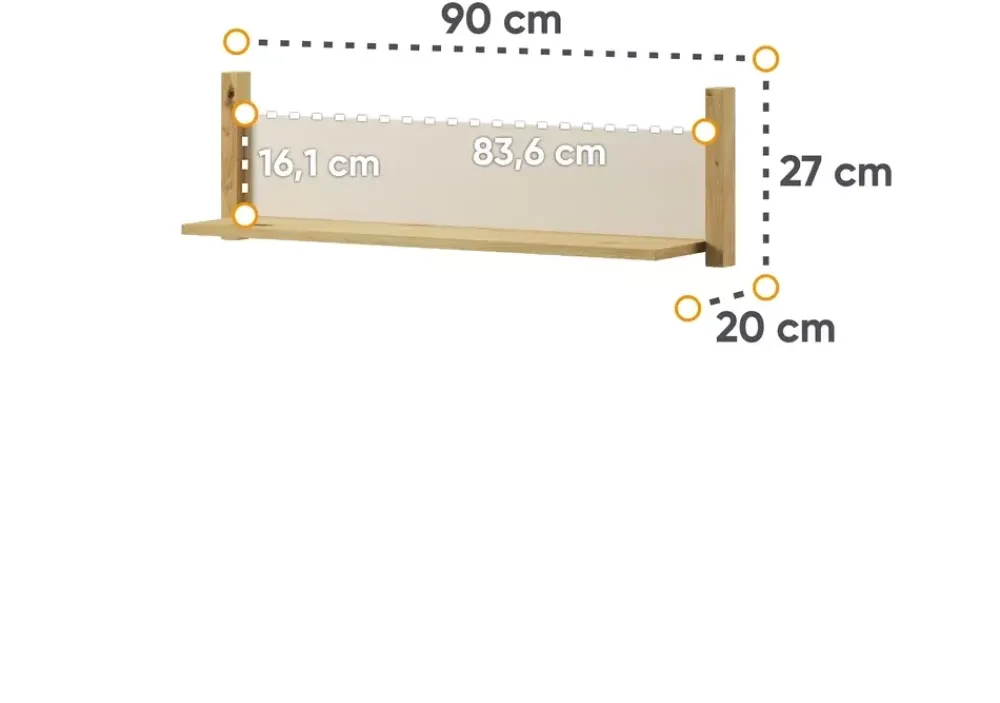 Zestawy Mebli Młodzieżowych|Półki>lenart. Nowoczesna młodzieżowa półka ścienna LENNY 90 cm