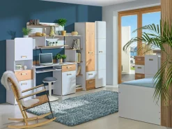 Zestawy Mebli Dziecięcych|Półki>DOLMAR Nowoczesna półka wisząca do pokoju dziecięcego 110 cm LUMINOUS biały