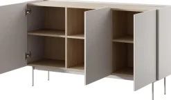 Zestawy Mebli Do Salonu|Komody>PIASKI Nowoczesna pojemna komoda trzydrzwiowa 144 cm CRYSTAL kaszmir