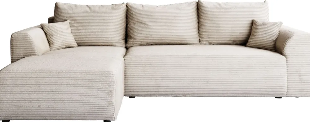 Meble Dla Dzieci|Meble Młodzieżowe>BROMARKT Nowoczesna rogówka do salonu beżowa z funkcją spania ROMEO sztruksowa