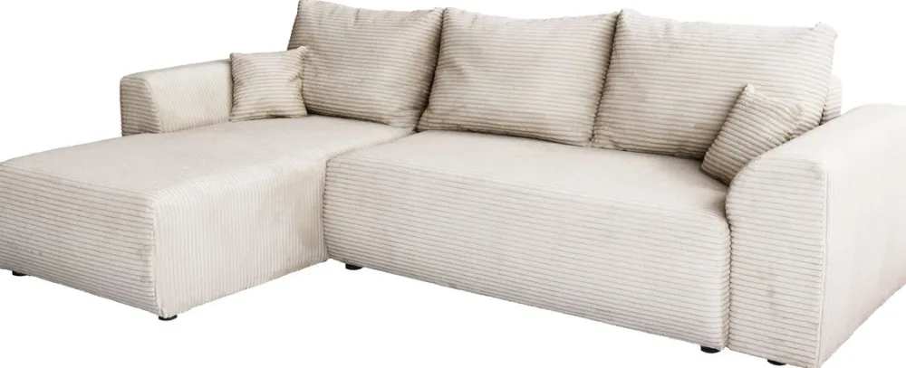 Meble Dla Dzieci|Meble Młodzieżowe>BROMARKT Nowoczesna rogówka do salonu beżowa z funkcją spania ROMEO sztruksowa