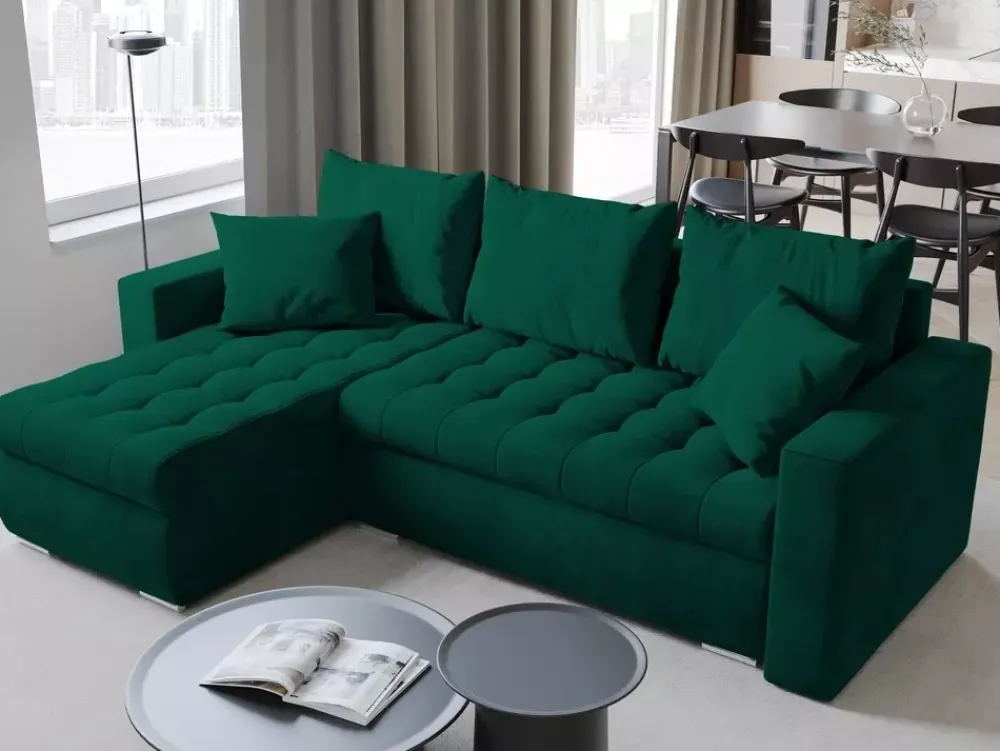 Meble Dla Dzieci|Meble Młodzieżowe>BROMARKT Nowoczesna rogówka z funkcją spania LUIS butelkowa zieleń