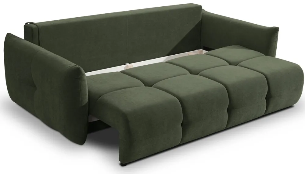 Meble Dla Dzieci|Kanapy I Sofy>LASKI Nowoczesna sofa rozkładana z funkcją spania BERGAMO zielona