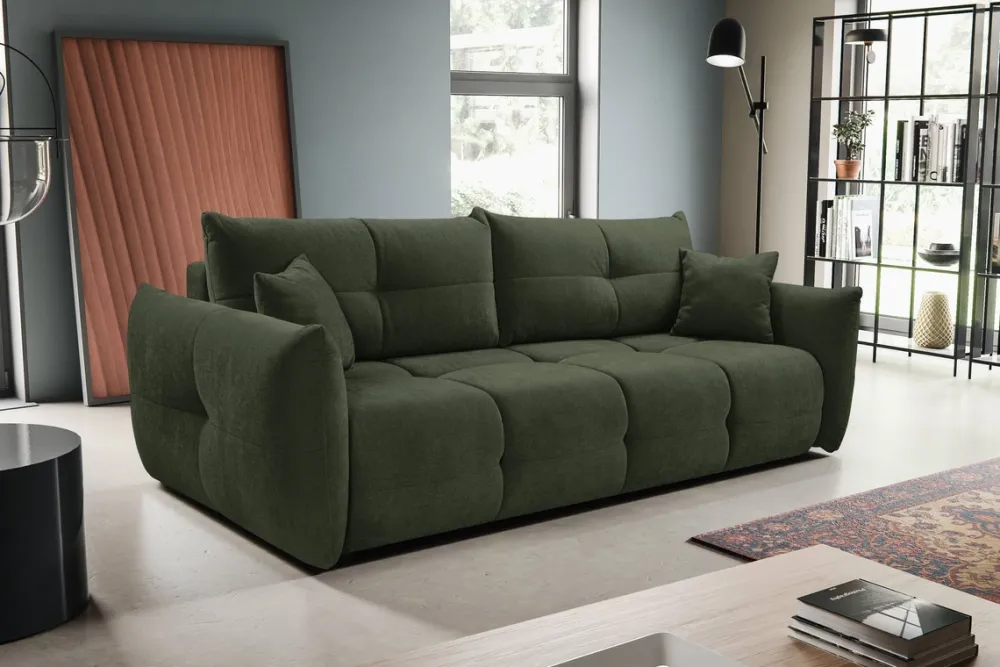 Meble Dla Dzieci|Kanapy I Sofy>LASKI Nowoczesna sofa rozkładana z funkcją spania BERGAMO zielona