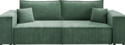 Zestawy Mebli Do Przedpokoju>BROMARKT Nowoczesna sofa sztruksowa z funkcją spania do salonu PEDRO zielona