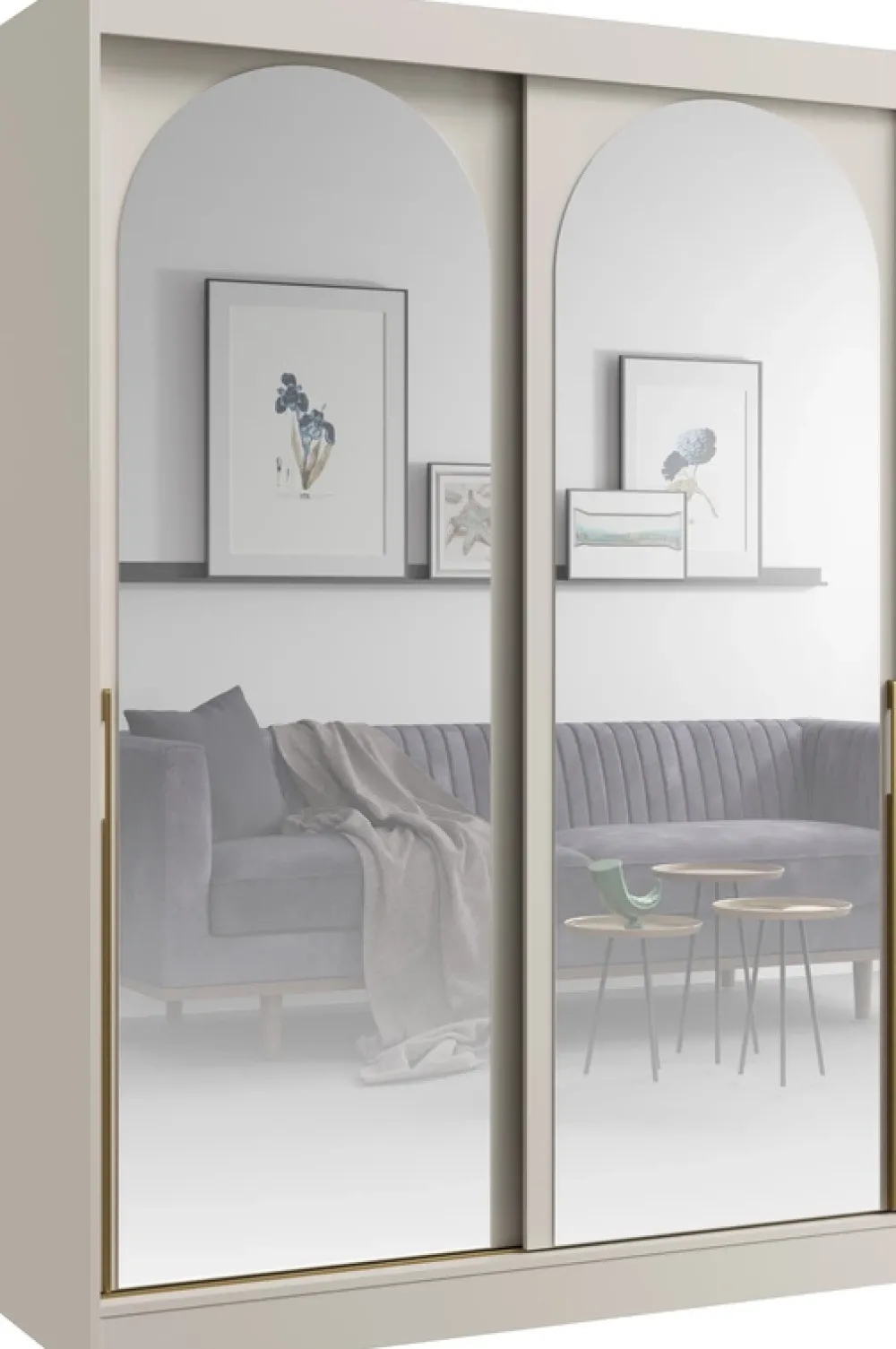 Meble Młodzieżowe|Zestawy Mebli Do Przedpokoju>JUREK Nowoczesna szafa 150 cm przesuwna z dwoma lustrami MORIN kaszmir