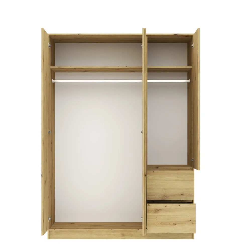 Zestawy Mebli Do Sypialni|Szafy Trzydrzwiowe>INTER MEBLE Nowoczesna szafa do salonu 146 cm BALVIO dąb artisan