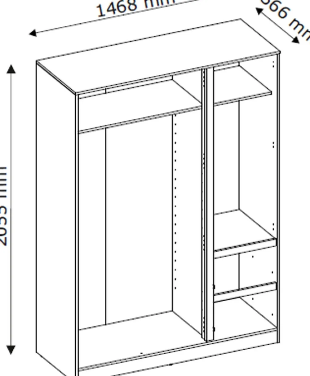 Zestawy Mebli Do Sypialni|Szafy Trzydrzwiowe>INTER MEBLE Nowoczesna szafa do salonu 146 cm BALVIO dąb artisan