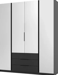 Szafy Młodzieżowe|Szafy Otwierane>Lempert Nowoczesna szafa do sypialni z lustrem 200 cm KARAT czarny
