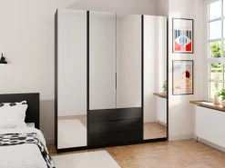 Szafy Młodzieżowe|Szafy Otwierane></noscript>Lempert Nowoczesna szafa do sypialni z lustrem 200 cm KARAT czarny