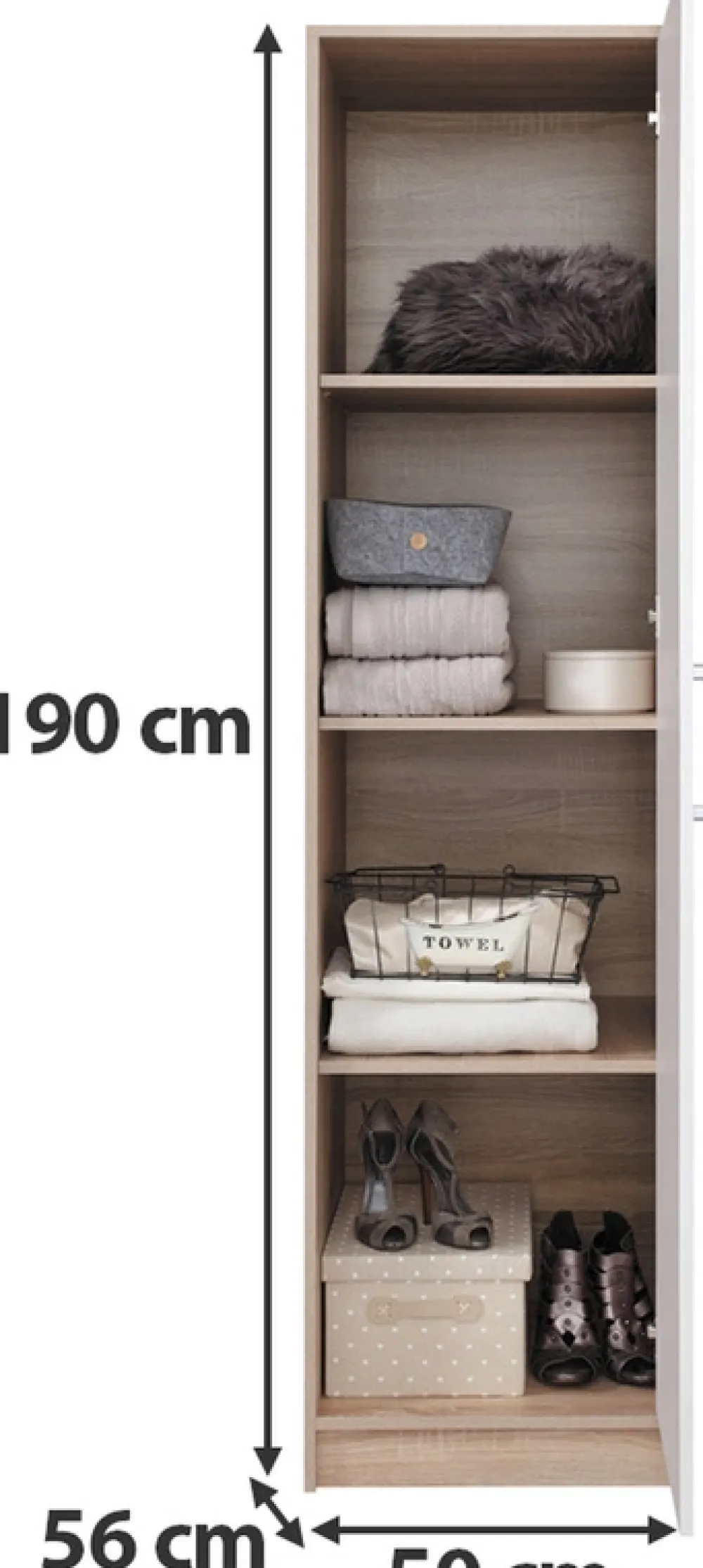 Garderoby|Meble Dla Dzieci>MEBLAR Nowoczesna szafa jednodrzwiowa z półkami 50 cm SEVAS kaszmir