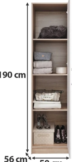 Zestawy Mebli Do Przedpokoju|Szafy Modułowe></noscript>MEBLAR Nowoczesna szafa jednodrzwiowa z półkami 50 cm SEVAS dąb artisan