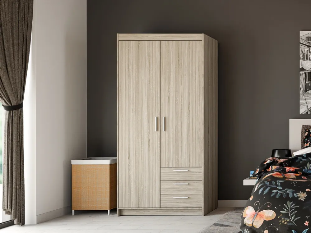 Zestawy Mebli Do Przedpokoju|Szafy Modułowe>Lempert Nowoczesna szafa modułowa dwudrzwiowa z szufladami 90 cm KUBA dąb sonoma