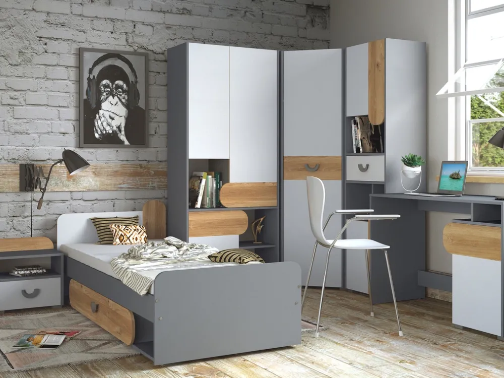 Meble Dla Dzieci|Zestawy Mebli Młodzieżowych>DOLMAR Nowoczesna szafa narożna do pokoju młodzieżowego 75 cm COOLIFY