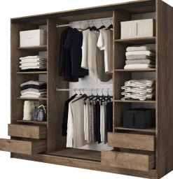 Zestawy Mebli Do Przedpokoju|Szafy Trzydrzwiowe>BROMARKT Nowoczesna szafa przesuwna z lustrem 235 cm BEST dąb lefkas