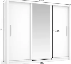 Szafy Przesuwne></noscript>MEBLOSIEK Nowoczesna szafa przesuwna BALI 247 cm z lustrem szary grafit