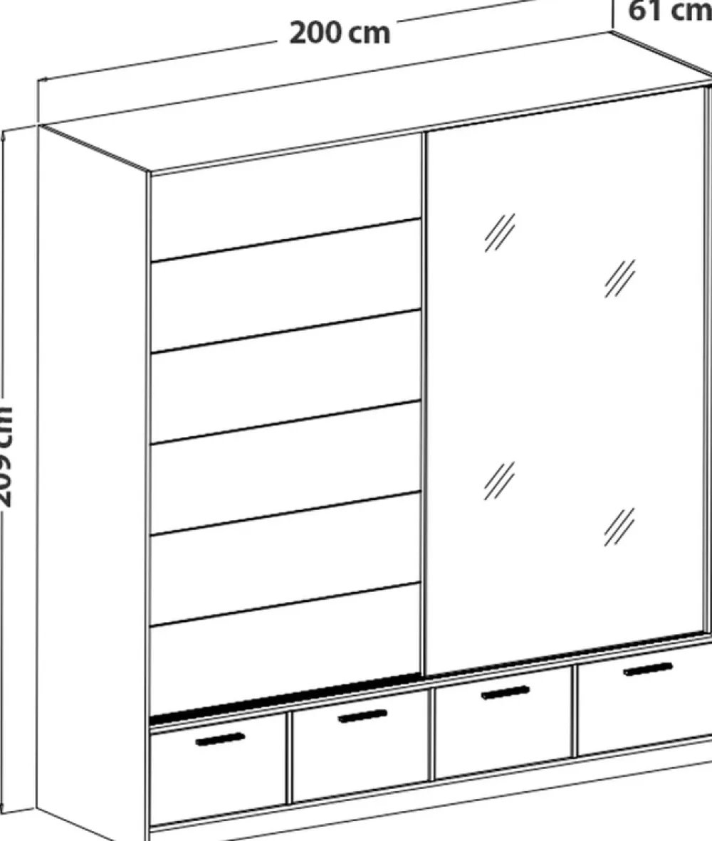 Zestawy Mebli Do Sypialni|Szafy Dwudrzwiowe>Helvetia Nowoczesna szafa przesuwna 200 cm do sypialni z lustrem BETA