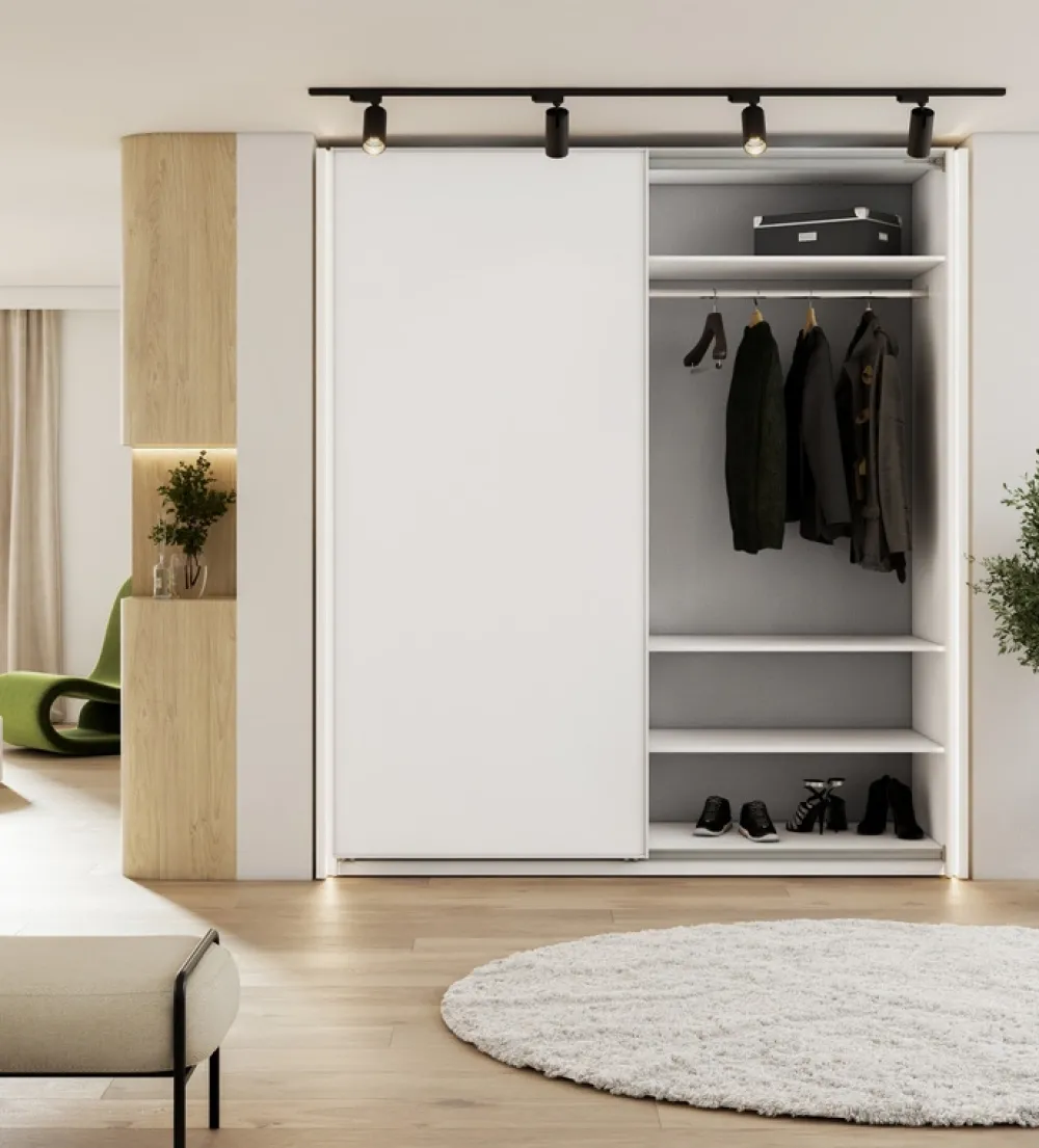 Zestawy Mebli Do Przedpokoju|Szafy Dwudrzwiowe>lenart. Nowoczesna szafa przesuwna 170 cm z lustrem i półkami MAXI