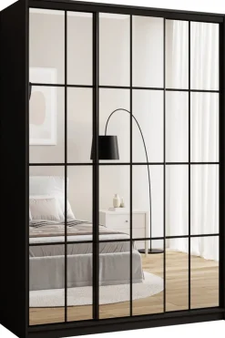 Zestawy Mebli Do Przedpokoju|Szafy Trzydrzwiowe>BROMARKT Nowoczesna szafa przesuwna 150 cm z lustrem i drążkami OPTICA