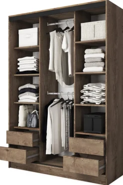 Zestawy Mebli Do Przedpokoju|Szafy Trzydrzwiowe>BROMARKT Nowoczesna szafa przesuwna z półkami 150 cm BEST dąb lefkas