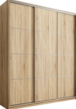 Zestawy Mebli Do Przedpokoju|Szafy Trzydrzwiowe>BROMARKT Nowoczesna szafa przesuwna z drążkami 180 cm TOP MAX dąb sonoma