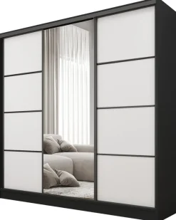 Szafy Trzydrzwiowe|Szafy Do Przedpokoju>BROMARKT Nowoczesna szafa przesuwna z lustrem 180 cm BEST półki